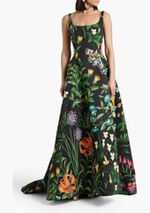 Oscar de la Renta - Floral-print faille gown - Black - US 8