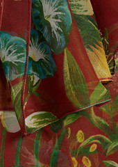 Oscar de la Renta - Pussy-bow floral-print silk-chiffon blouse - Brown - US 2