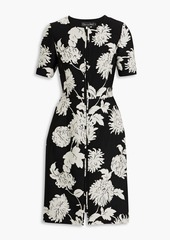 Oscar de la Renta - Floral-print wool-blend twill dress - Black - US 8