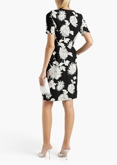 Oscar de la Renta - Floral-print wool-blend twill dress - Black - US 8