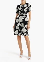 Oscar de la Renta - Floral-print wool-blend twill dress - Black - US 8