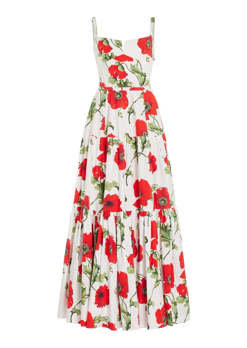 Oscar de la Renta - Floral-Printed Cotton Poplin Maxi Dress - White - US 10 - Moda Operandi