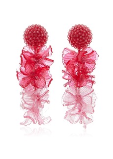 Oscar de la Renta - Flower and Bead Large Clip-On Earrings - Pink - OS - Moda Operandi - Gifts For Her