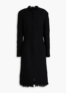 Oscar de la Renta - Frayed cotton-blend tweed coat - Black - US 12