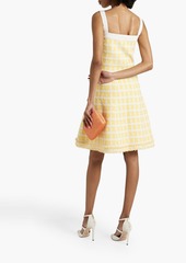 Oscar de la Renta - Fringe checked wool-blend jacquard-knit dress - Yellow - L