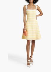 Oscar de la Renta - Fringe checked wool-blend jacquard-knit dress - Yellow - L