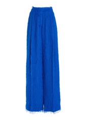 Oscar de la Renta - Fringed Fil Coupe Wide-Leg Pants - Blue - US 8 - Moda Operandi