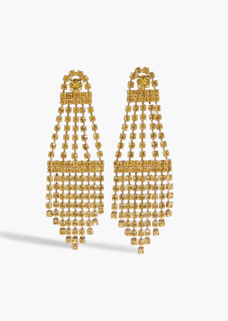 Oscar de la Renta - Fringed gold-tone crystal earrings - Yellow - OneSize