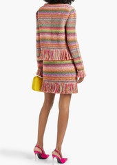 Oscar de la Renta - Fringed striped crocheted cotton cardigan - Pink - M