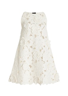 Oscar de la Renta - Gardenia Crocheted Cotton Mini Trapeze Dress - White - L - Moda Operandi
