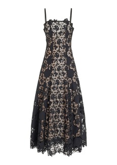 Oscar de la Renta - Gardenia Guipure-Lace Midi Dress - Black - US 2 - Moda Operandi