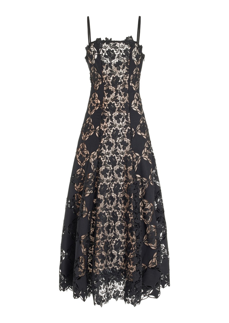 Oscar de la Renta - Gardenia Guipure-Lace Midi Dress - Black - US 10 - Moda Operandi