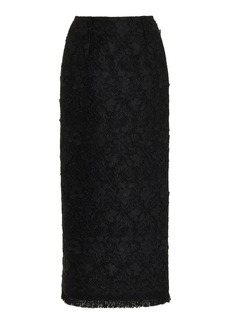 Oscar de la Renta - Gardenia Guipure-Lace Tweed Midi Pencil Skirt - Black - US 6 - Moda Operandi