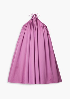 Oscar de la Renta - Gathered cotton-blend twill mini dress - Purple - US 6