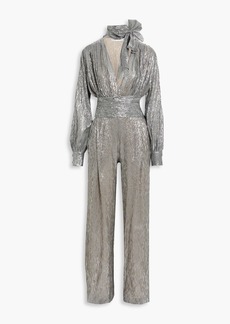 Oscar de la Renta - Gathered metallic silk-blend jumpsuit - Metallic - US 4