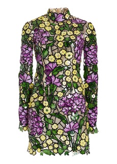 Oscar de la Renta - Glass-Embroidered Cocktail Dress - Multi - US 4 - Moda Operandi