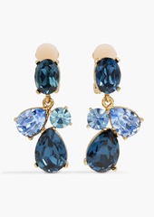 Oscar de la Renta - Gold-tone crystal clip earrings - Blue - OneSize