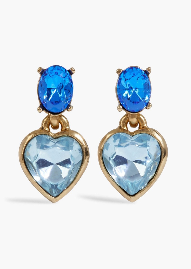 Oscar de la Renta - Gold-tone crystal earrings - Blue - OneSize
