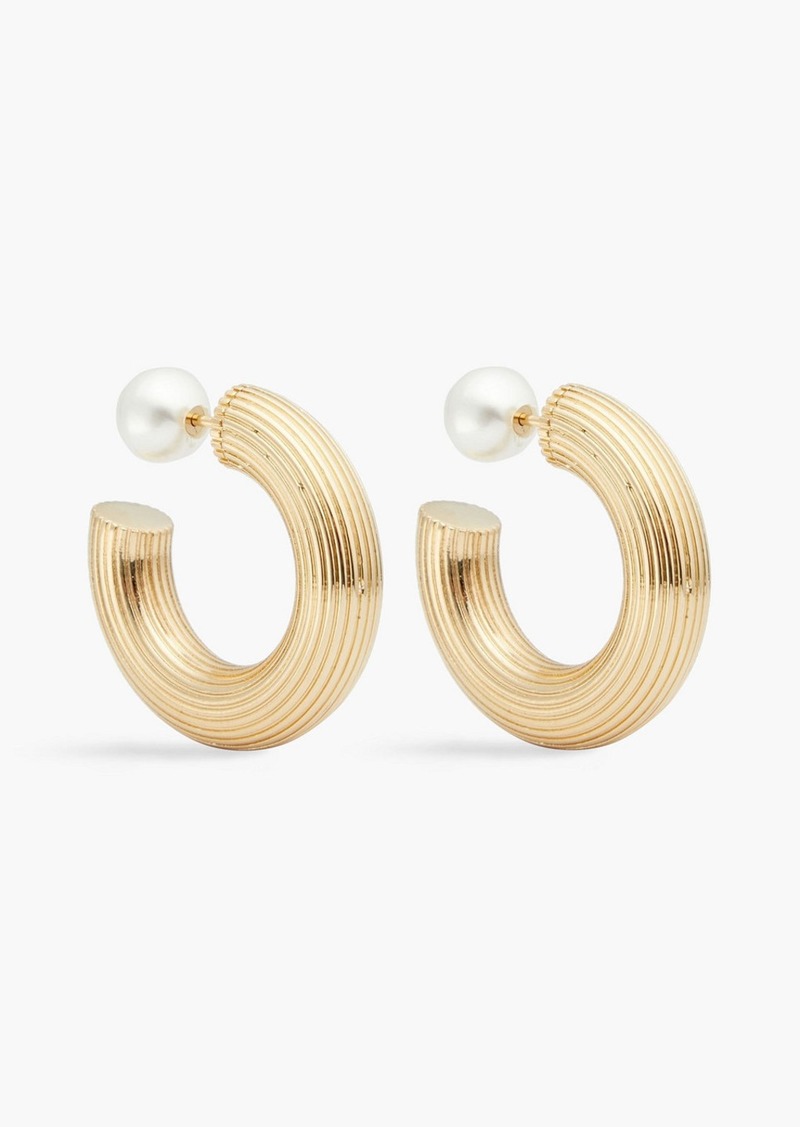 Oscar de la Renta - Gold-tone faux pearl hoop earrings - Metallic - OneSize