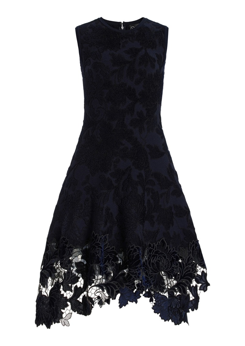 Oscar de la Renta - Guipure Jacquard Mini Dress - Navy - M - Moda Operandi