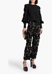 Oscar de la Renta - Guipure lace and velvet tapered pants - Black - US 6