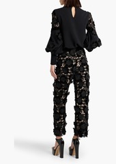 Oscar de la Renta - Guipure lace and velvet tapered pants - Black - US 6