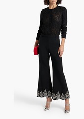 Oscar de la Renta - Guipure lace-paneled silk-blend cardigan - Black - XS