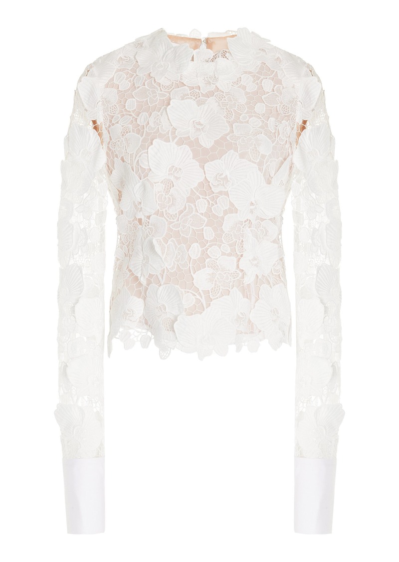 Oscar de la Renta - Guipure Lace Top - White - US 6 - Moda Operandi