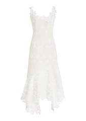 Oscar de la Renta - Guipure-Lace Tweed Midi Dress - Ivory - US 10 - Moda Operandi