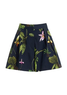 Oscar de la Renta - High-Waisted Cotton Poplin Shorts - Navy - US 0 - Moda Operandi