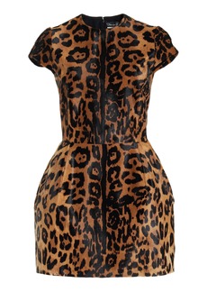 Oscar de la Renta - Jaguar Calfhair Leather Mini Dress - Animal - US 2 - Moda Operandi