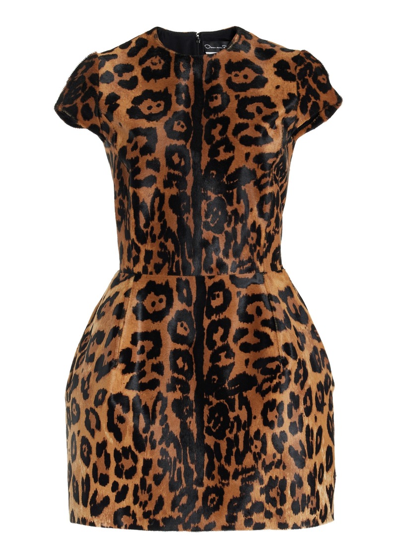 Oscar de la Renta - Jaguar Calfhair Leather Mini Dress - Animal - US 0 - Moda Operandi