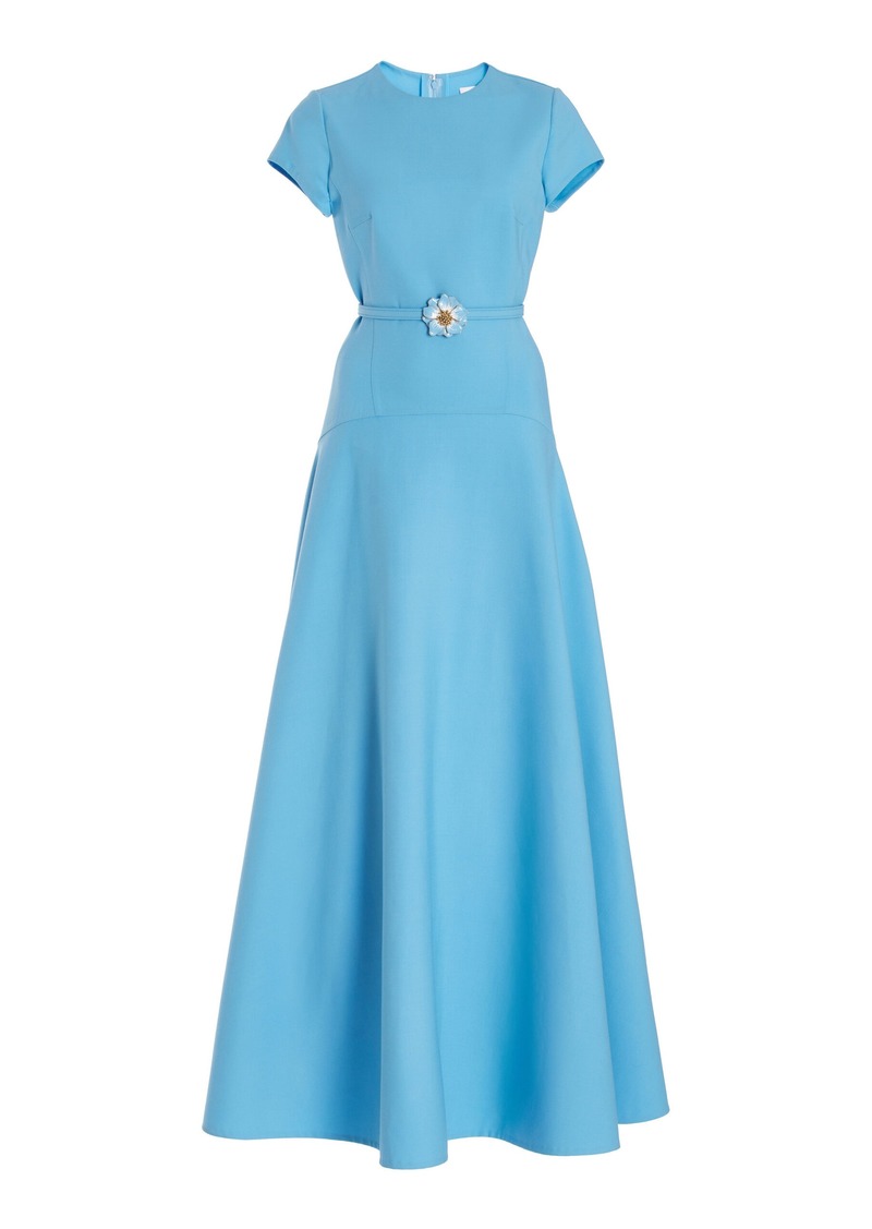 Oscar de la Renta - Jewel-Embellished Wool Maxi Dress - Blue - US 10 - Moda Operandi