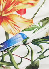 Oscar de la Renta - Knotted floral-print silk-twill bra top - Green - US 6