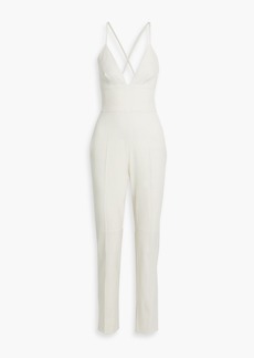 Oscar de la Renta - Lace-up wool-blend twill jumpsuit - White - US 6
