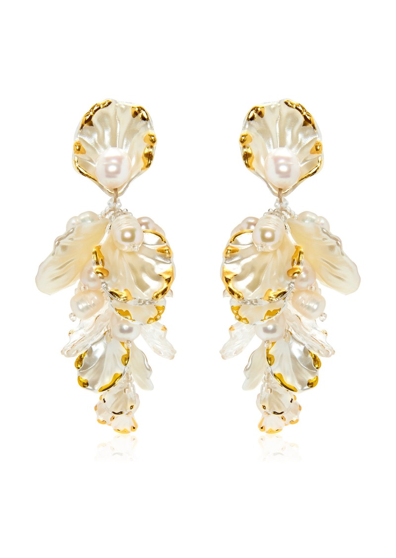 Oscar de la Renta - Large Mixed Petal & Pearl Drop Earrings - White - OS - Moda Operandi - Gifts For Her