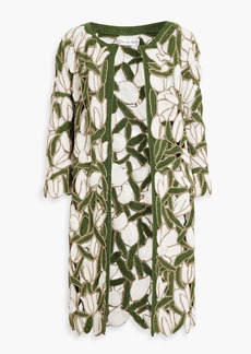 Oscar de la Renta - Metallic crocheted cotton cardigan - Green - XS