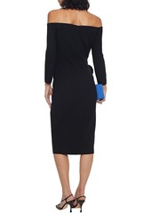 Oscar de la Renta - Off-the-shoulder floral-appliquéd wool-blend crepe dress - Black - US 10
