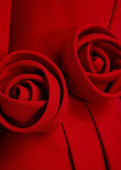 Oscar de la Renta - Off-the-shoulder floral-appliquéd wool-blend crepe dress - Red - US 0