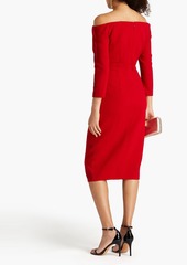 Oscar de la Renta - Off-the-shoulder floral-appliquéd wool-blend crepe dress - Red - US 0