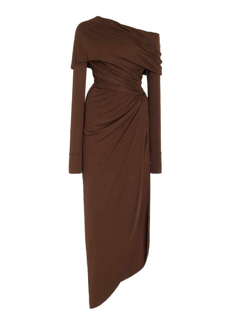 Oscar de la Renta - Off-The-Shoulder Maxi Dress - Brown - US 0 - Moda Operandi