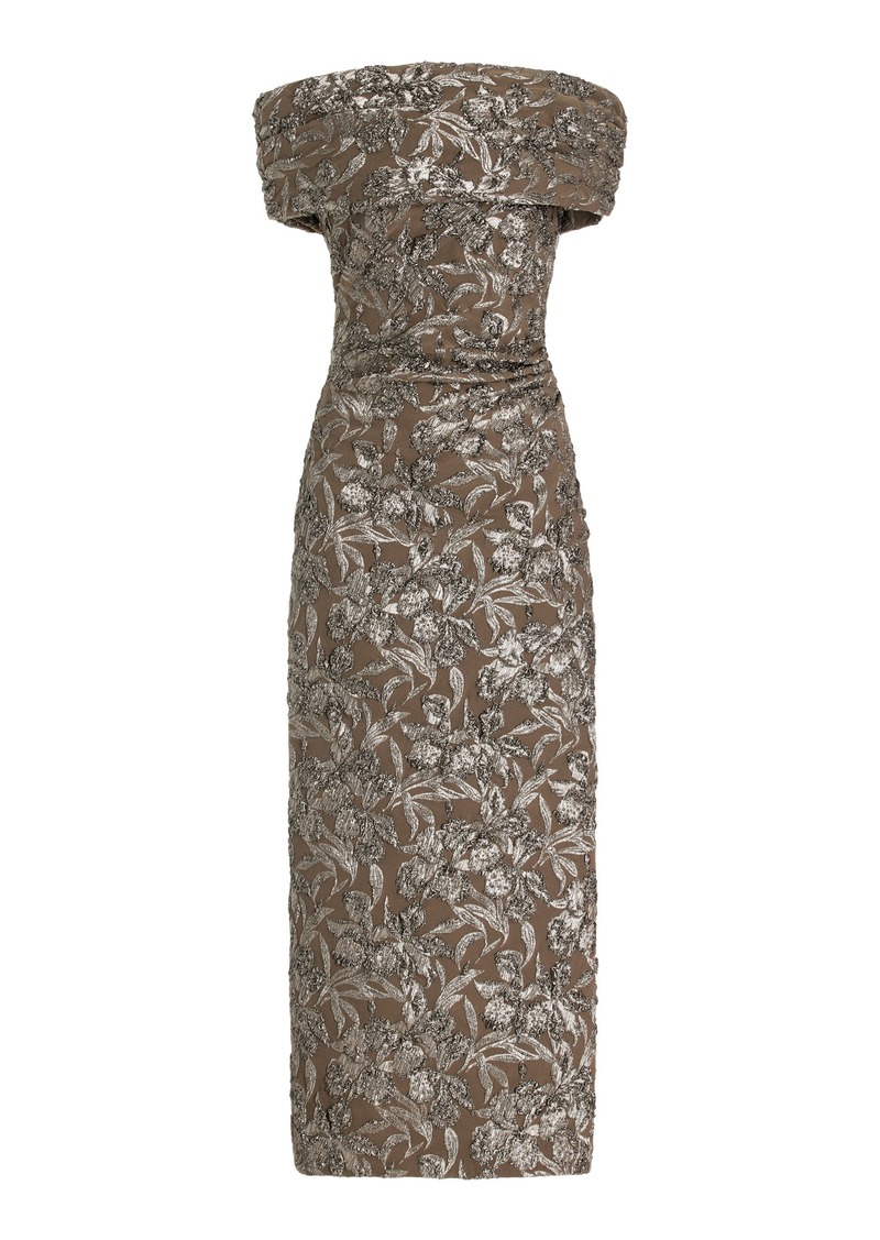 Oscar de la Renta - Off-The-Shoulder Midi Dress - Brown - US 2 - Moda Operandi