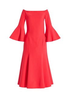 Oscar de la Renta - Off-The-Shoulder Stretch-Wool Midi Dress - Pink - US 2 - Moda Operandi
