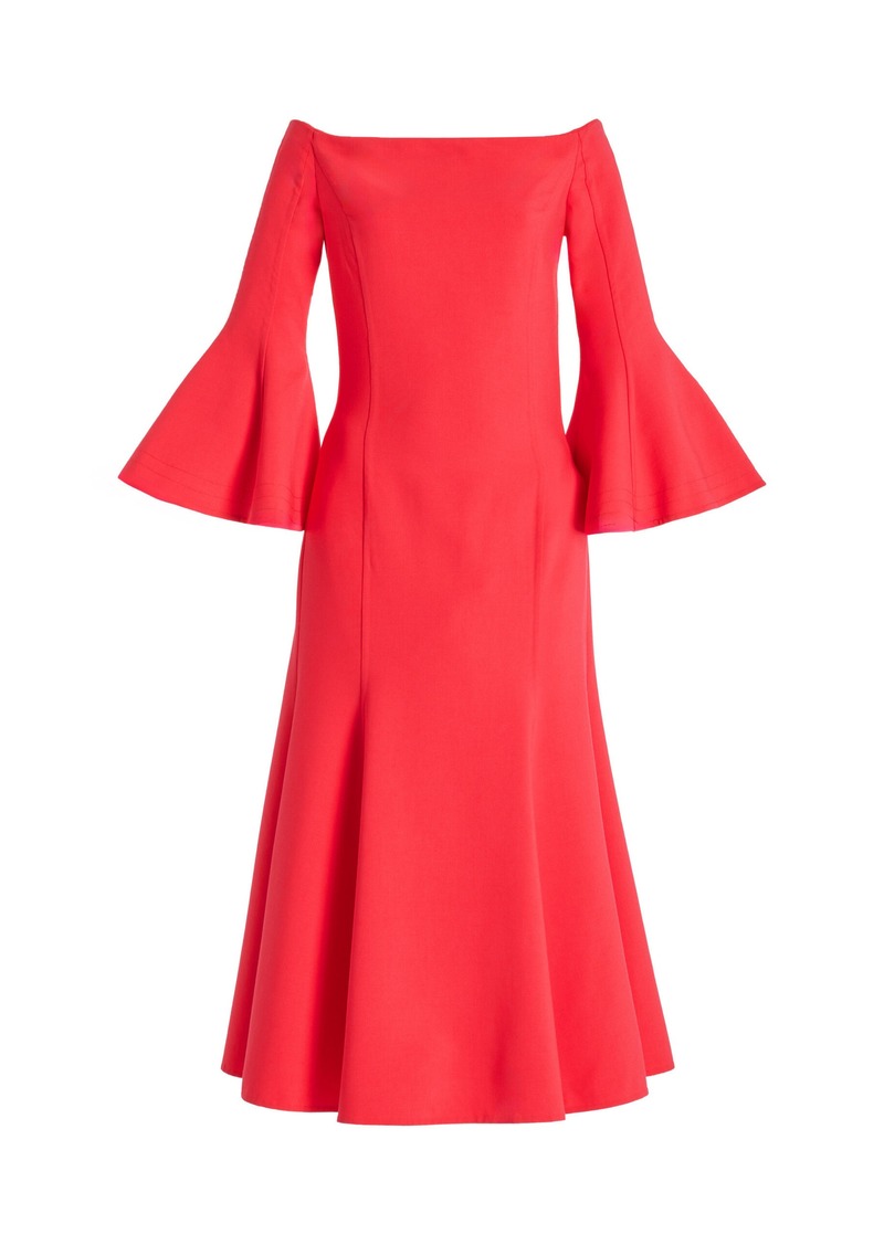 Oscar de la Renta - Off-The-Shoulder Stretch-Wool Midi Dress - Pink - US 0 - Moda Operandi