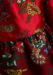 Oscar de la Renta - Off-the-shoulder two-tone floral-brocade gown - Red - US 14