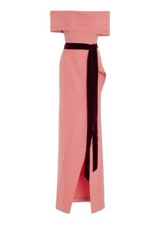 Oscar de la Renta - Off-The-Shoulder Wool Gown - Light Pink - US 14 - Moda Operandi