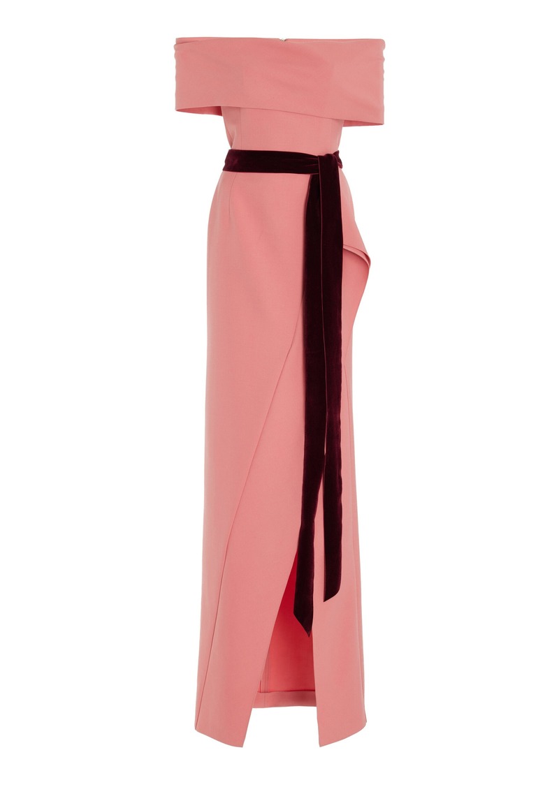 Oscar de la Renta - Off-The-Shoulder Wool Gown - Light Pink - US 2 - Moda Operandi