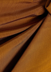 Oscar de la Renta - One-shoulder bow-detailed cotton-blend moire dress - Brown - US 6