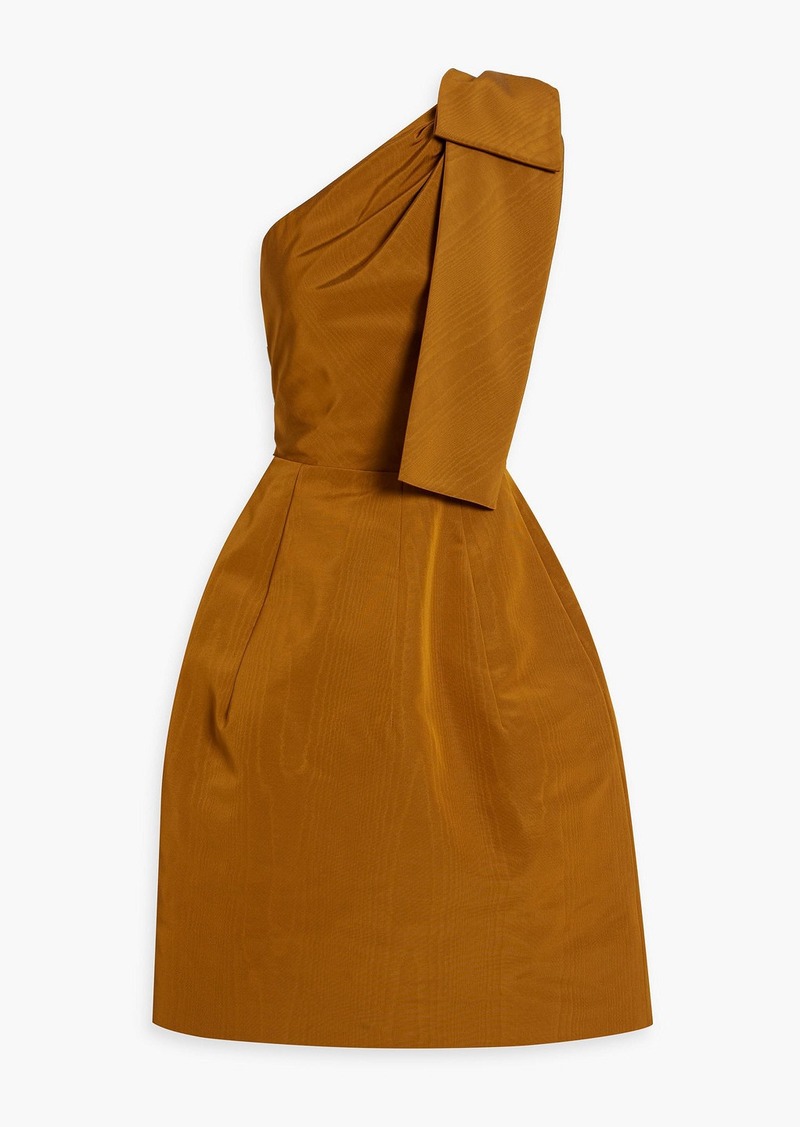 Oscar de la Renta - One-shoulder bow-detailed cotton-blend moire dress - Brown - US 2