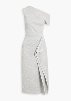 Oscar de la Renta - One-shoulder metallic cloqué midi dress - Metallic - US 10